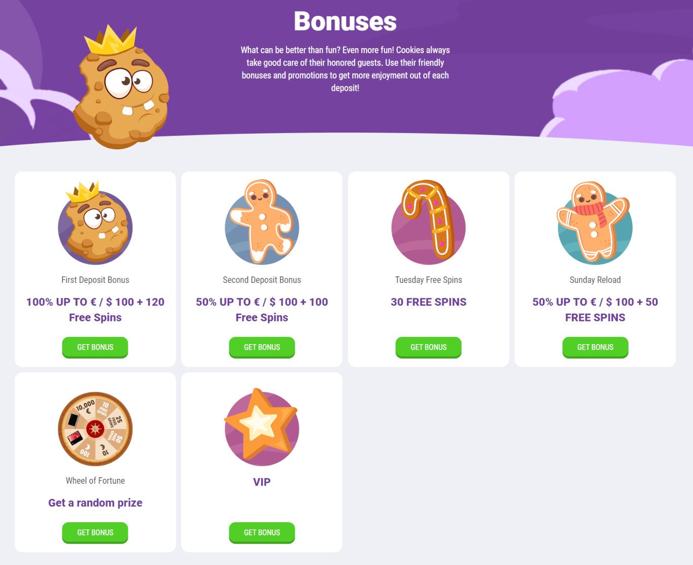 Cookie Casino Bonuses 2025