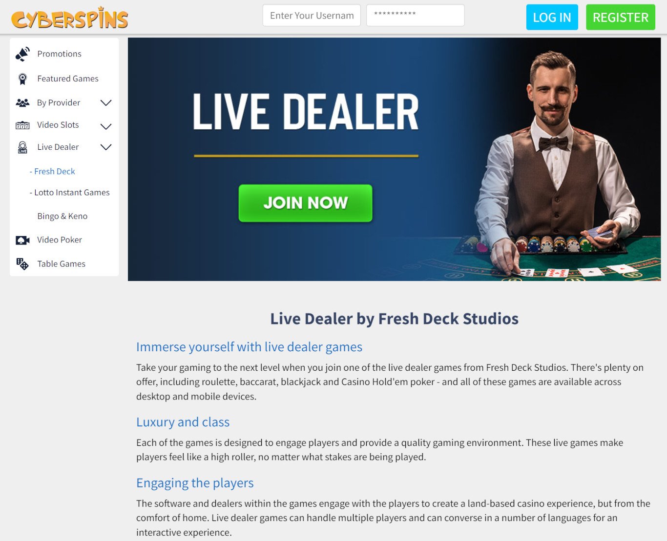 Cyber Spins Live Games