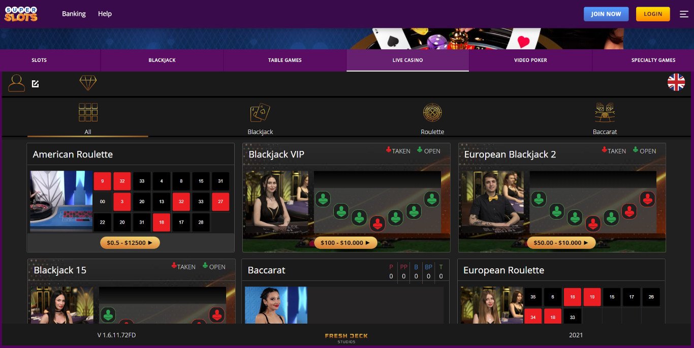 Super Slots Live Games