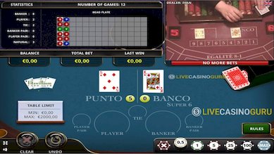 Super 6 Baccarat Game