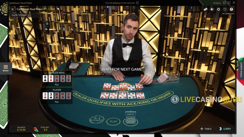 Caribbean Stud Poker Game with Real Dealer from Evolution Gaming - Img.1