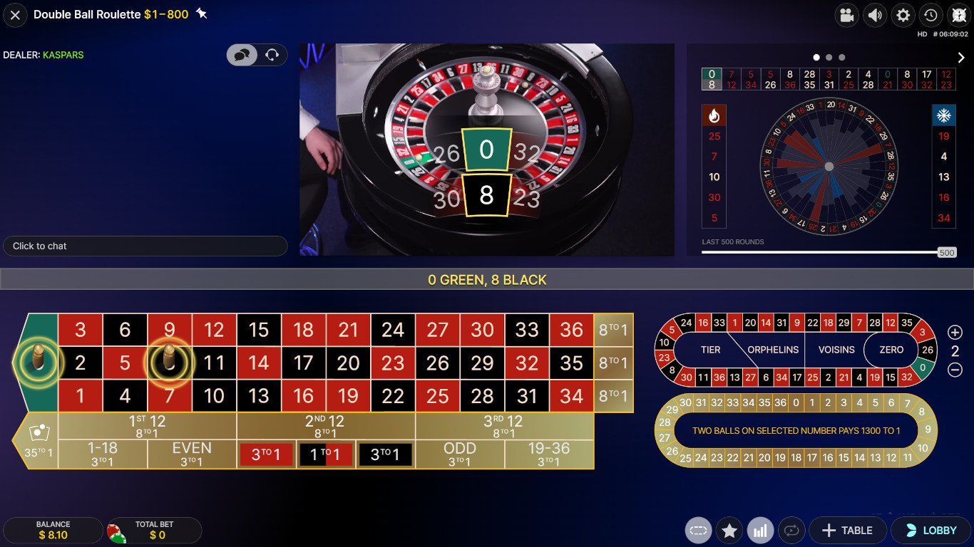 Live Dealer Double Ball Roulette (Evolution Gaming) Review, Bonuses