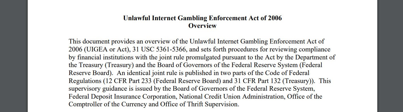 Unlawful Internet Gambling Enforcement Act of 2006